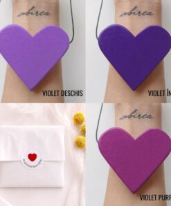 Colier Inima Lemn - nuanțe de violet și mov
