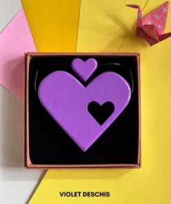 Set coliere inimi lemn - VIOLET DESCHIS