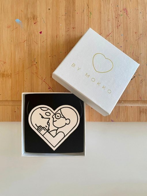 Colier inimă Mokko - Synergy by Paula Rusu, alb vintage, în cutie