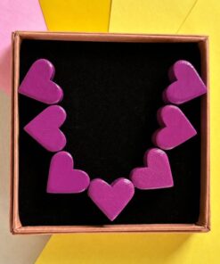 Colier cu 7 Inimi Mici - Violet Purpuriu