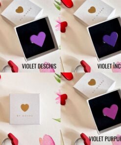 Inel Inima Lemn - nuanțe de violet și mov